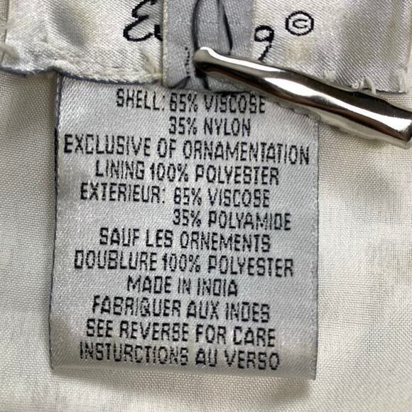 Papell Boutique Evening Off White Lace Beaded Sheath Dress w Long Jacket  Sz 12 - Picture 10 of 13